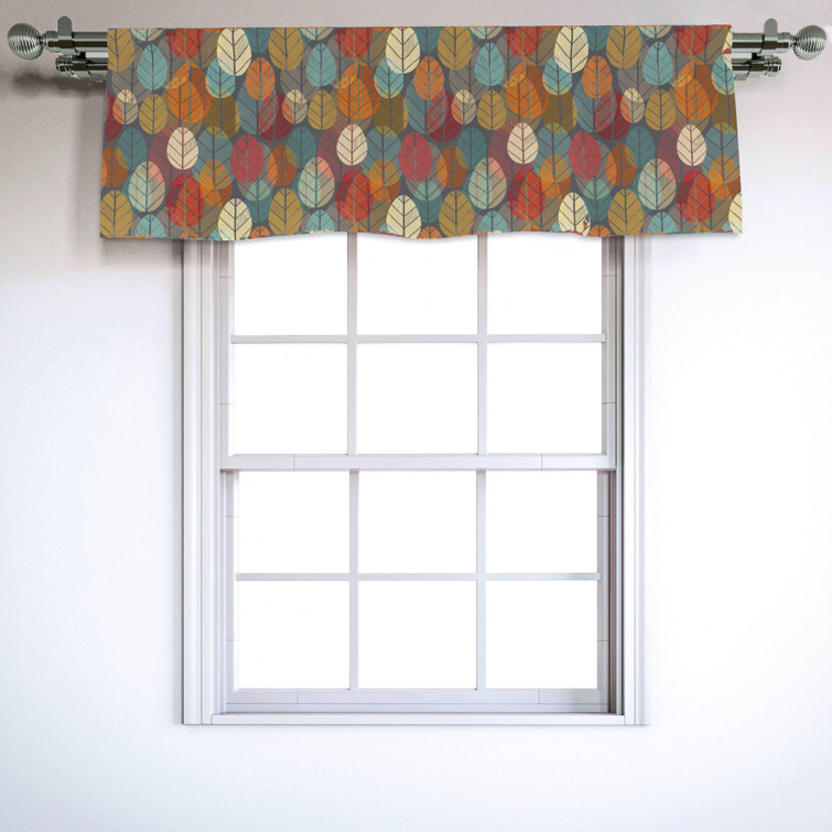 East Urban Home Floral Sateen Ruffled 54'' Window Valance in Teal/Beige